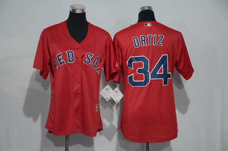 Womens 2017 MLB Boston Red Sox #34 Ortiz Red Jerseys